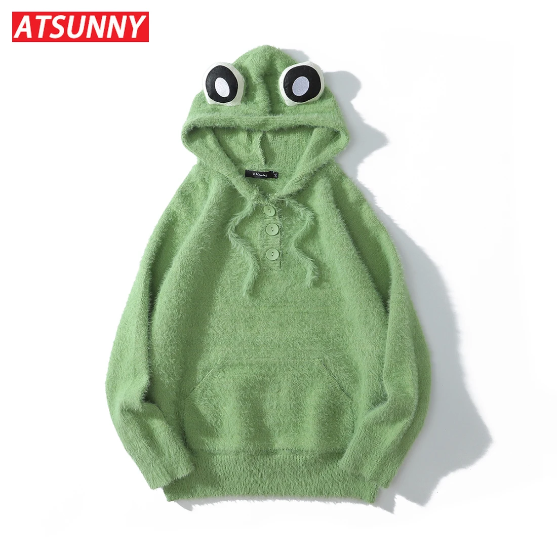 ATSUNNY Frog Cute Oversize Sweater Streetwear Hip Hop Gothic Thicken Sweaters Harajuku Autumn and Winter Clothes Pullover