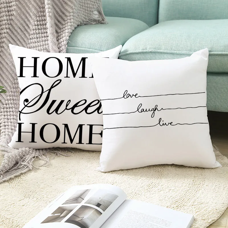 С надписью Love для подушек Полиэстер Черно Белая Подушка Чехол дома вечерние