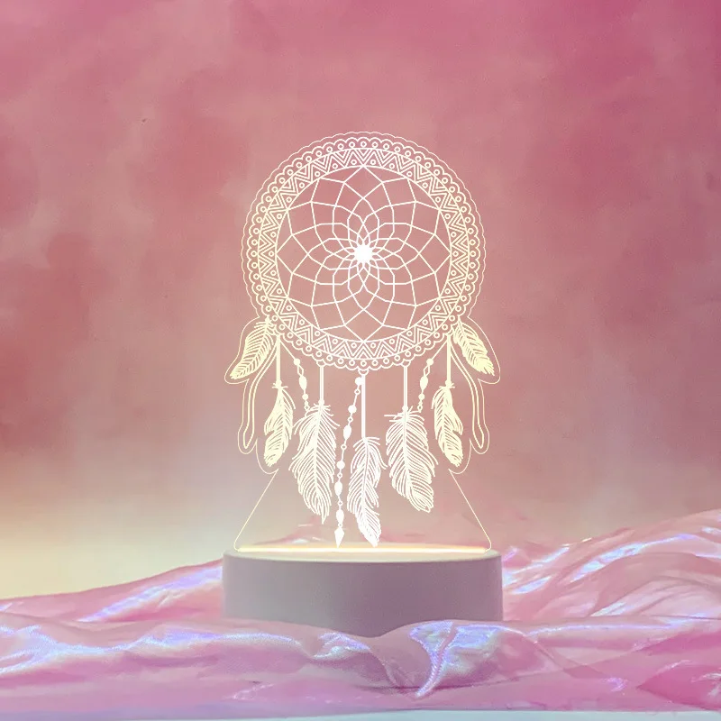 USB Романтическая любовь 3D настольная лампа в стиле Ловец снов Акриловый