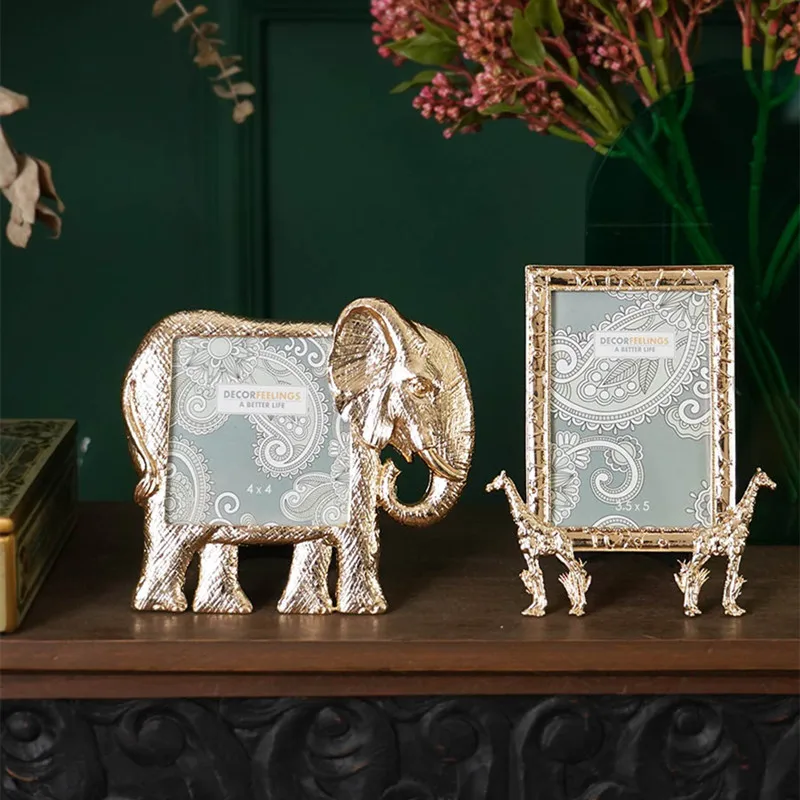 

Фоторамка из смолы, слон, жираф, элементы животных, Золотой набор, украшение для детской комнаты, фоторамка, предметы интерьера, подарок
