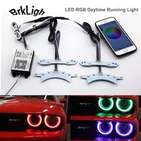 1set rgbw multicolor car led drl daytime running lights auto accessories for dodge challenger 15 18 wireless control board lamps
