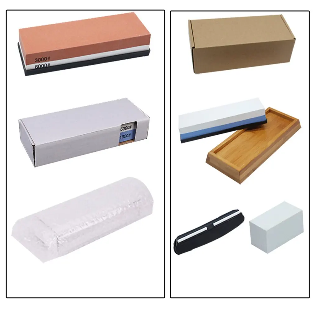 

New 2-in-1 Sharpening Stone Set White Corundum Double-Sided Whetstone Sharpener Anti-Slip Equipment Home Kitchen Sharpener Tool