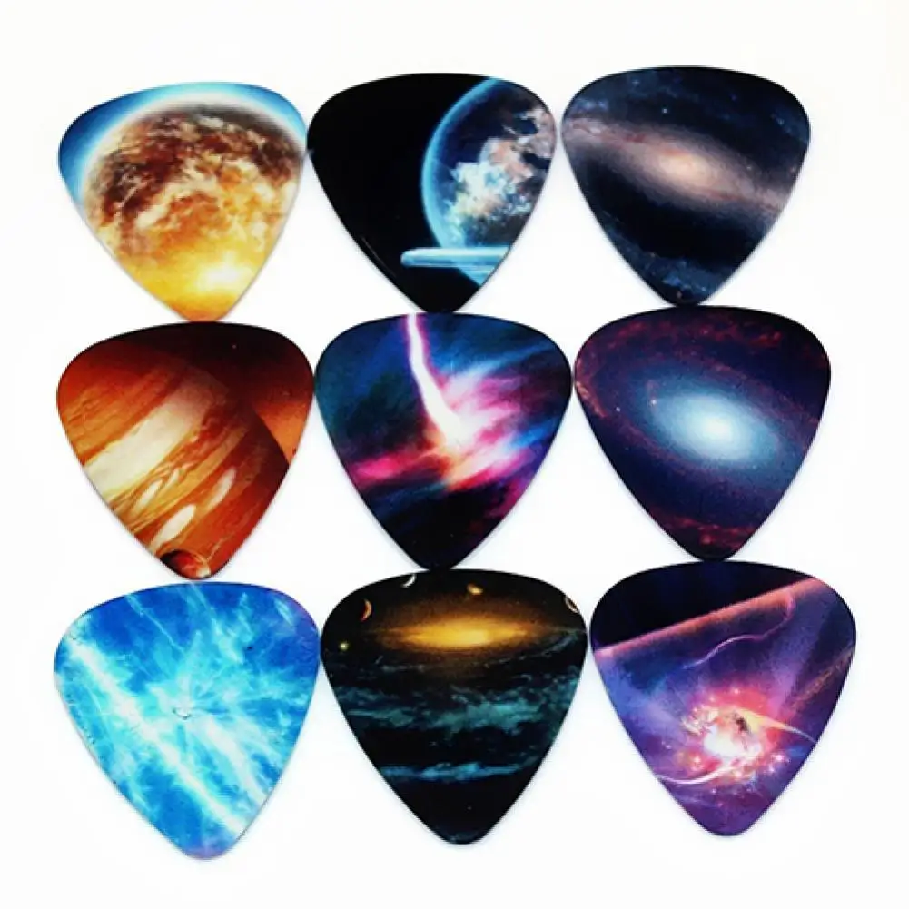 

10PCS Colorful Thin Universe Star Guitar Picks Retro Starry Sky Pattern Guitar Strap Plastic Picks Guitar 0.46mm 0.71mm 1mm
