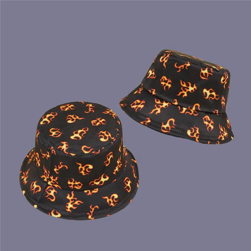 

Панама хлопковая с принтом огня для мужчин и женщин, шапка рыбака, уличная дорожная Кепка От Солнца, 81