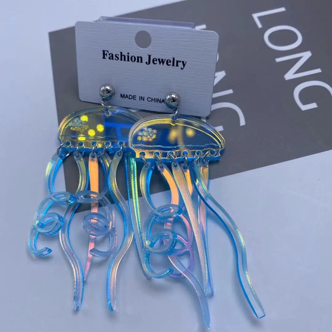 

Fashion Women Earrings Acrylic Colorful Jellyfish Exaggerated Earrings Trendy Jewelry for Women Personality Girls Accessories
