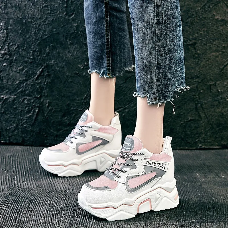 Rimocy High Platform Height Increasing Casual Shoes Woman 2020 Spring Hidden Wedge Sneakers Women Thick Sole Vulcanize | Обувь