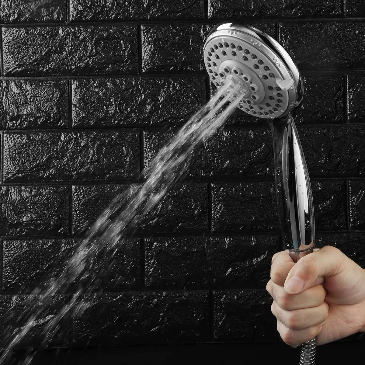 

5 Modes Functions Bathroom Shower Head Universal ABS Handheld Round Spray Water-saving Spout Rainfall Bubble Massage Pressurized