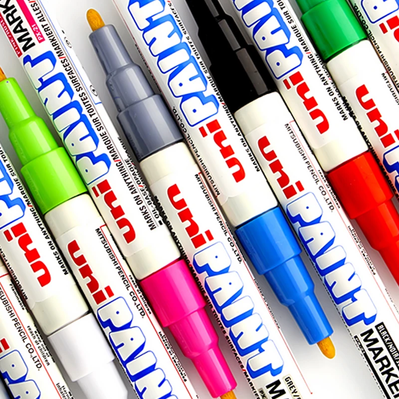 

12colors UNI PX-21 Permanent Marker Pens Colored Oil Waterproof Writing for Metal Glass Fabric Tires Graffiti Paint Marker Pen