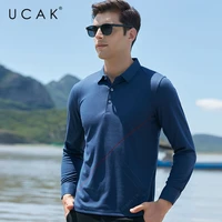 ucak brand spring autumn new arrivals high quality casual cotton turn down collar long sleeve polo shirt men clothing u5353