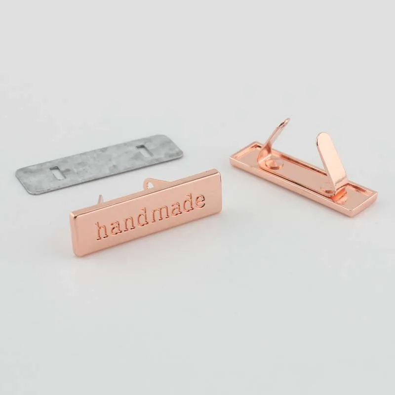 rose gold 10-50 штук, 5 отделочных 36X10 мм новая декоративная этикетка ручной работы для шитья женских сумок, металлические этикетки ручной работы - Цвет: rose gold