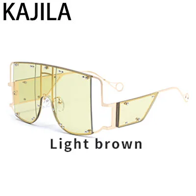 Light Brown Квадратные Солнцезащитные очки Рианны больших размеров, женские солнцезащитные очки с оправой из сплава, трендовые женские очки UV400 oculos de sol feminino 2096 - Цвет линз: Light Brown