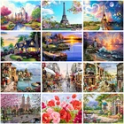 Алмазная живопись 5D сделай сам, Набор для вышивки крестиком с изображением пейзажа, дома, башни, мозаика, украшение для дома, рождественский подарок