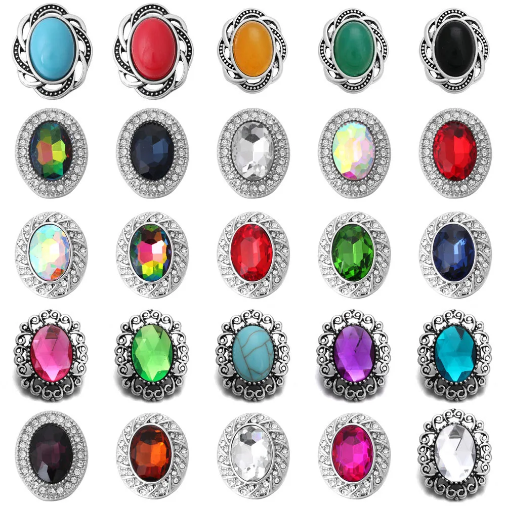 6 шт./лот новая кнопка-застежка 18 мм Стразы Кристалл овальная подходит для