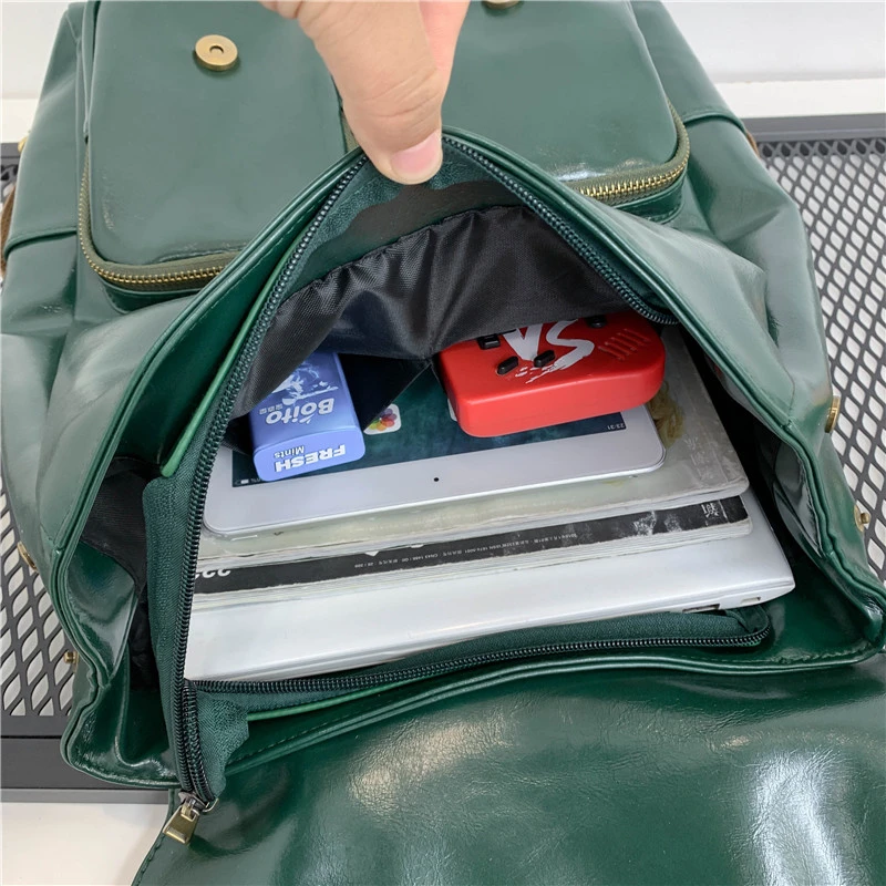 

Young Fashion Solid Soft Leather Girl Students School Bag Large Capacity Personality Trend Backpack for Women 2021 New Arrival