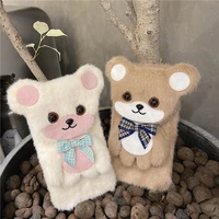 plush anime bear phone case for xiaomi mi poco x3 m3 f3 f2 f1 11 10 9 lite 10t 9t pro cute cartoon holder stand soft cases cover