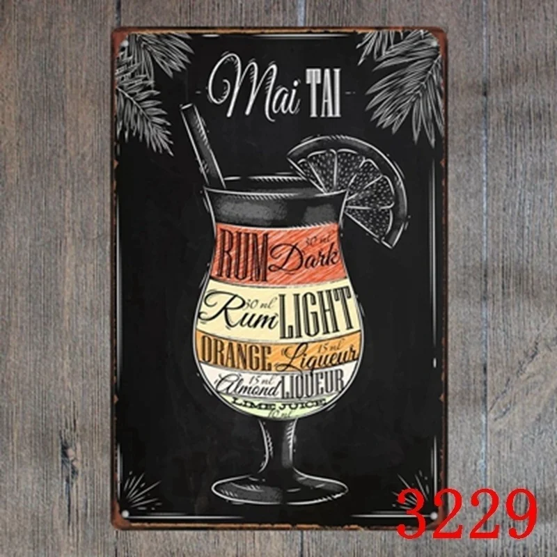 

mai tai cocktail recipe metal Tin Sign 20*30 cm sticker Decor Bar Pub Home Vintage Retro Poster comic sticker