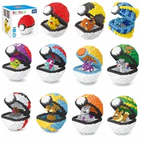 pokemon ball blocks small particles mini building assembled pikachu toy educational toys