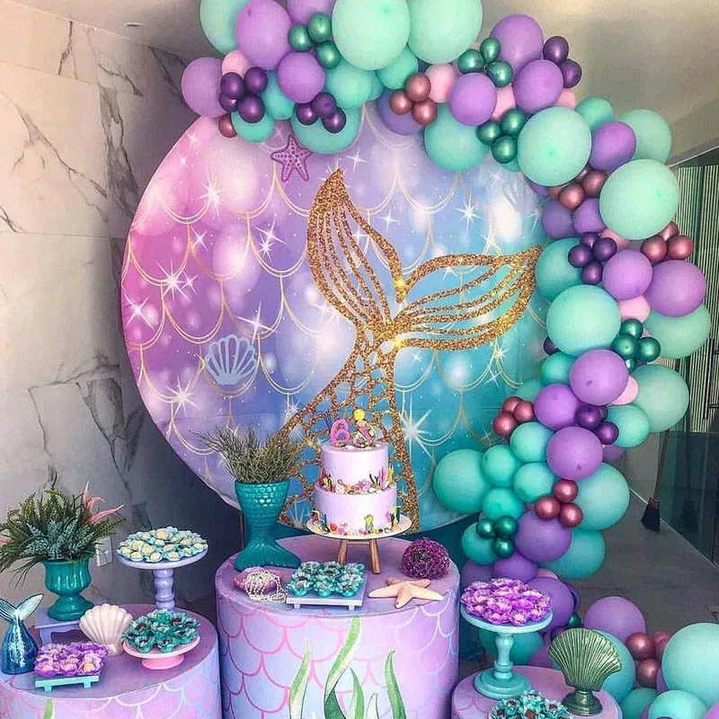 

1 Set Mermaid Balloons Garland Macaron Purple Pink Tiffany Blue Balloon Arch Chain for Baby Shower Girls Birthday Party Decorati