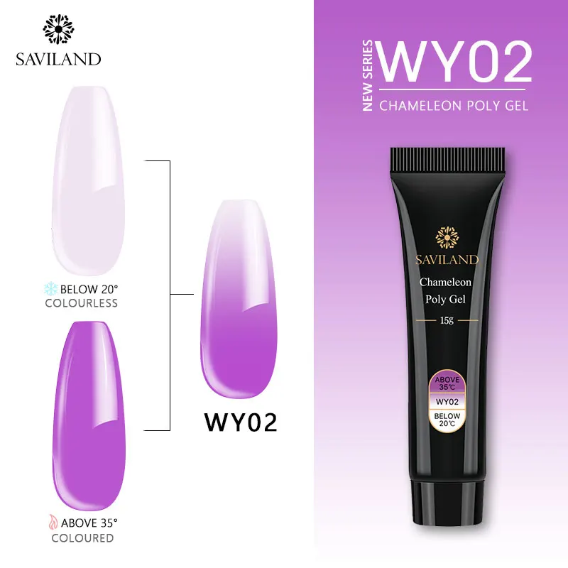 15ml WY02 Saviland 30 мл Гель-лак акриловый полигель изменение температуры многоцветный Алмазный полигель для ногтей быстрое строительство УФ-набор для ногтей - Цвет: 15ml WY02