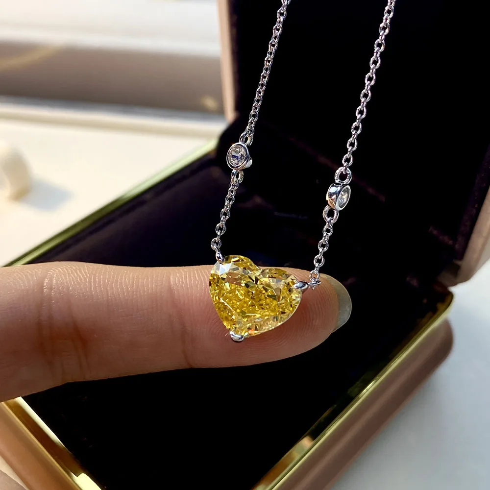 

Romantic Heart-Shaped 100% 925 Sterling Silver Pink Quartz Topaz Pendant Chain Necklace for Women Anniversary Gift Fine Jewelry