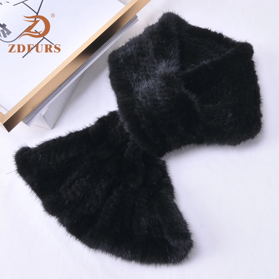 ZDFURS * оптовая продажа модный новый дизайн вязаный шарф из натурального меха норки