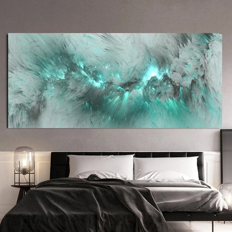 

Cloud Light Blue Abstract Painting Thinking Freestone Wall Painting Living Room Canvas Modern Art Posters and Prints