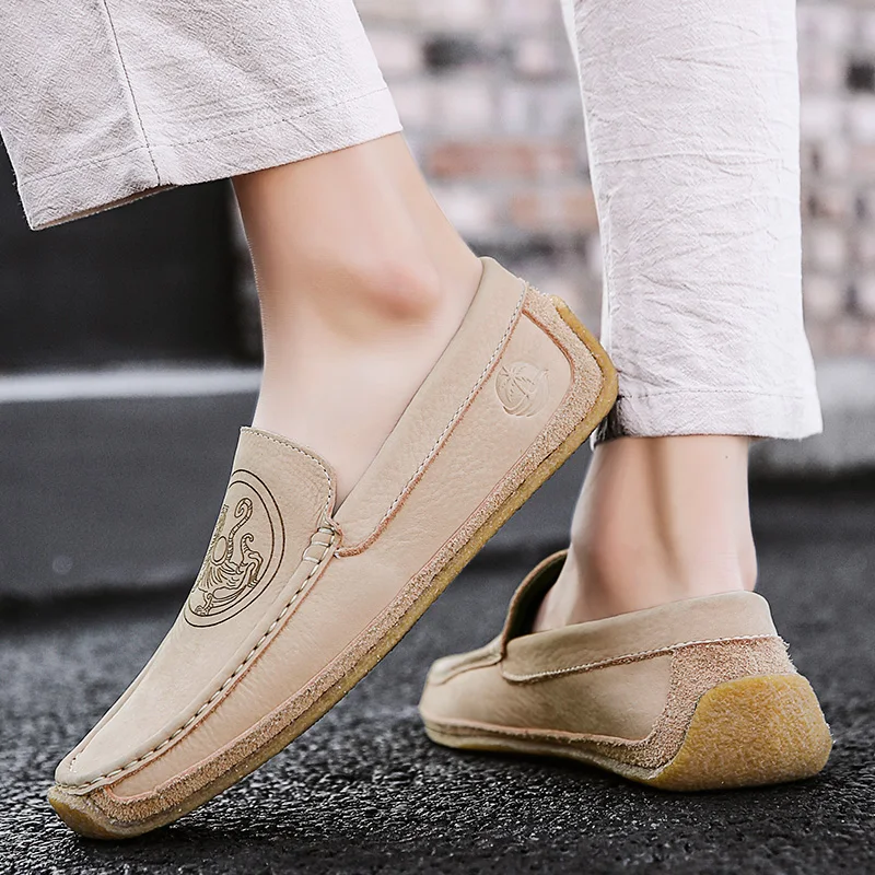 

New Driving Shoes For Men Genuine Leather Men Large Sizes Shoes Anti Slip Men Loafers Footwear Hand Made Casual Slip On Shoes