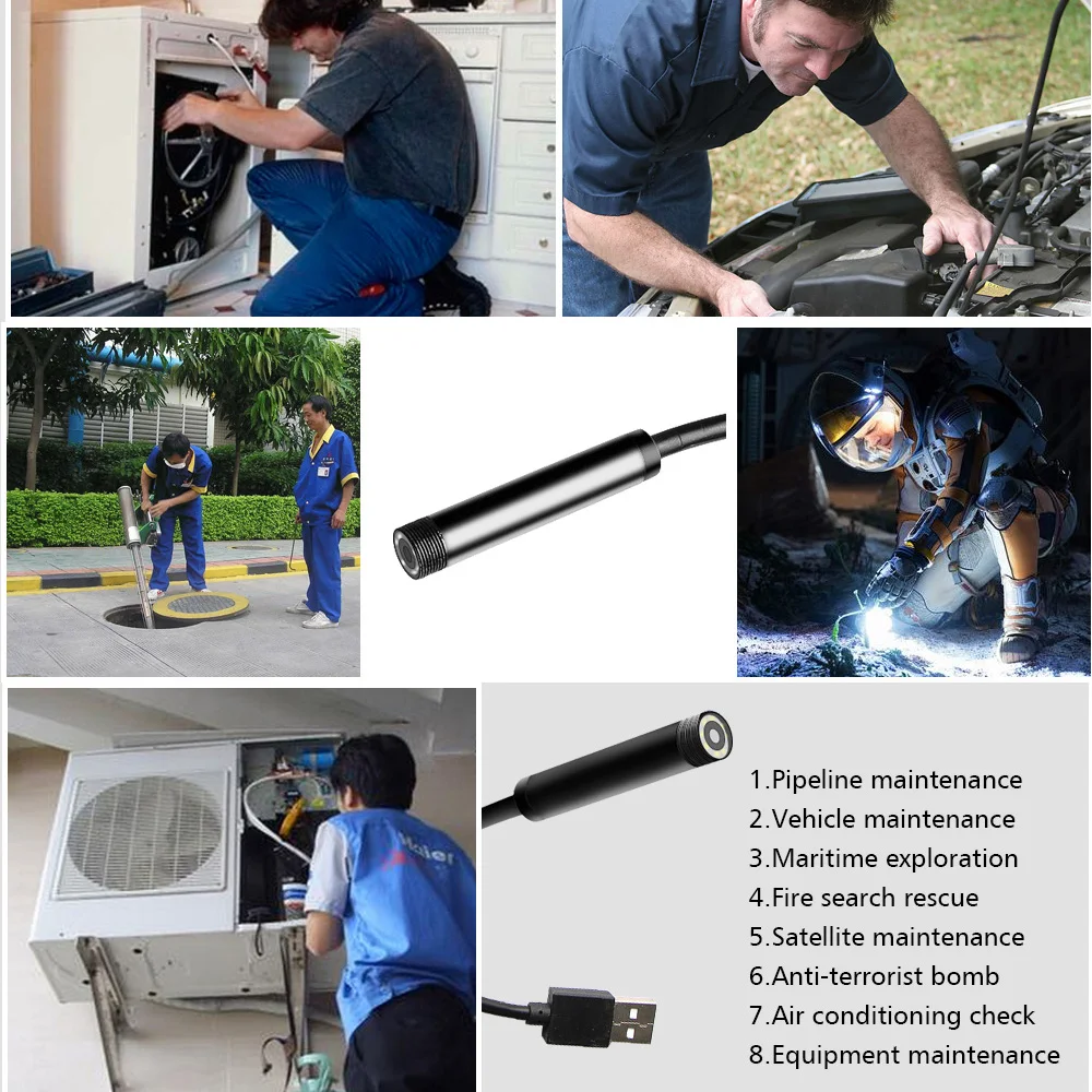 Full HD 1200P 2MP Wi Fi эндоскоп камера беспроводная 8 мм светодиодный жесткий кабель змея