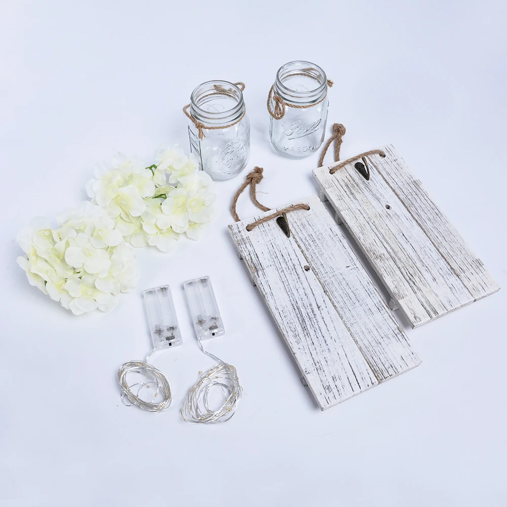 Настенный светильник белая деревянная доска Мейсон банка бра обновление функция