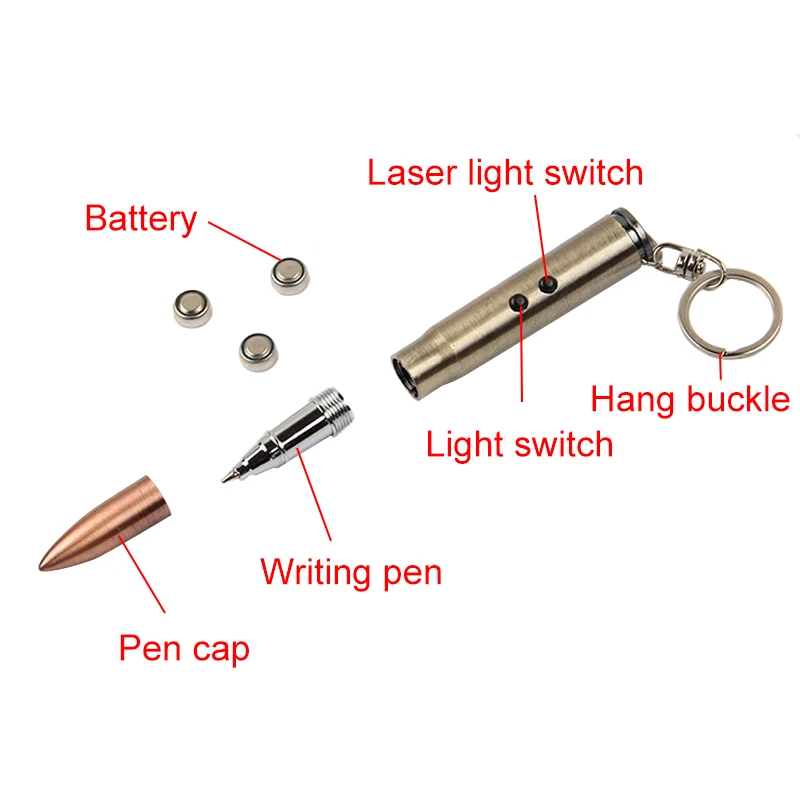 

4 in 1 Multifunction Outdoor Self-defense Flashlight Bullet Shaped Pen Survival EDC Laser+Light+Hammer+Ballpoint Self Defense jl