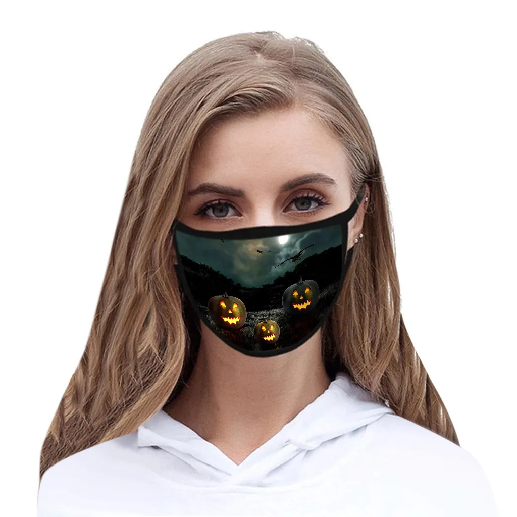 

Adult Halloween Cosplay Mask Washable Floral Printing Face Mask Adjustable Breathable Masks Festive Party Funny Masks A50