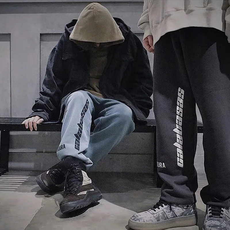 

Спортивные штаны Kanye, дизайнерские спортивные штаны с завязками в стиле High Street, трикотажные спортивные штаны с вышивкой надписью, спортивны...
