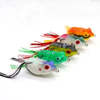 58mm 12g top water fishing lure hollow 3d eyes ray frog soft tube bait for fly fishing artificial rubber surface bait