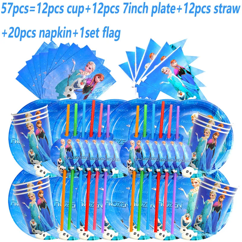 Disney Princess Frozen 2 Anna Elsa Theme Birthday Party Disposable Tableware Set Cup Plate Party Decoration Supplies Baby Shower