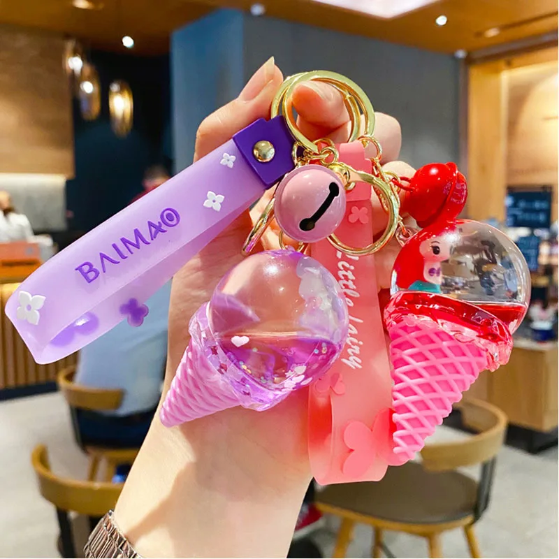 Модный брелок с милым ангелом мороженым Роскошный плавающим кристаллом животное