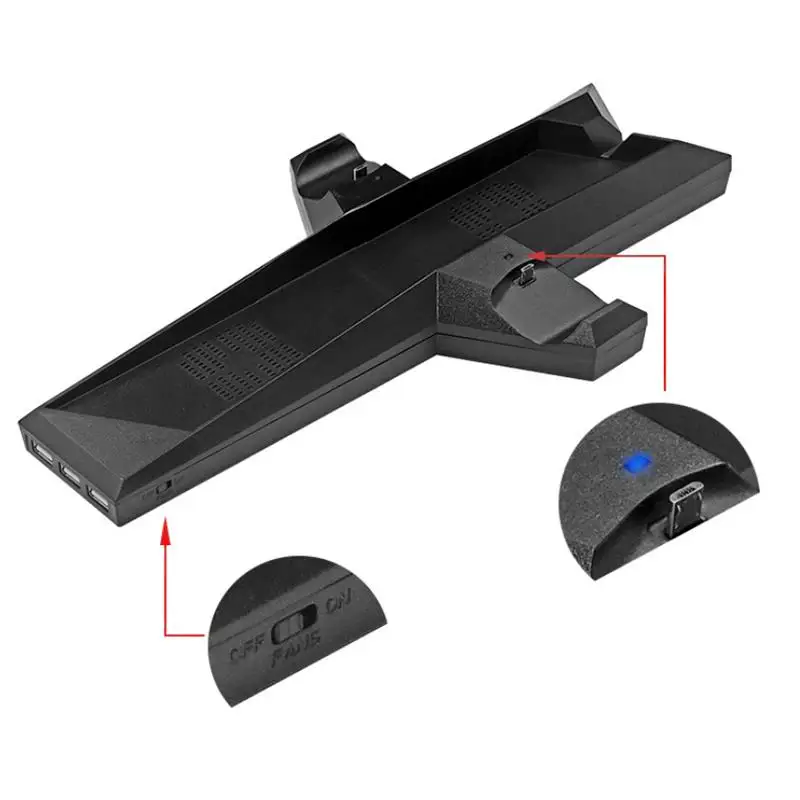 

PS4 Dual Charging Stand Controller Charging Dock For Playstation 4 PS4 Slim Game Accessories with Cooling Fan Heat Sink Base