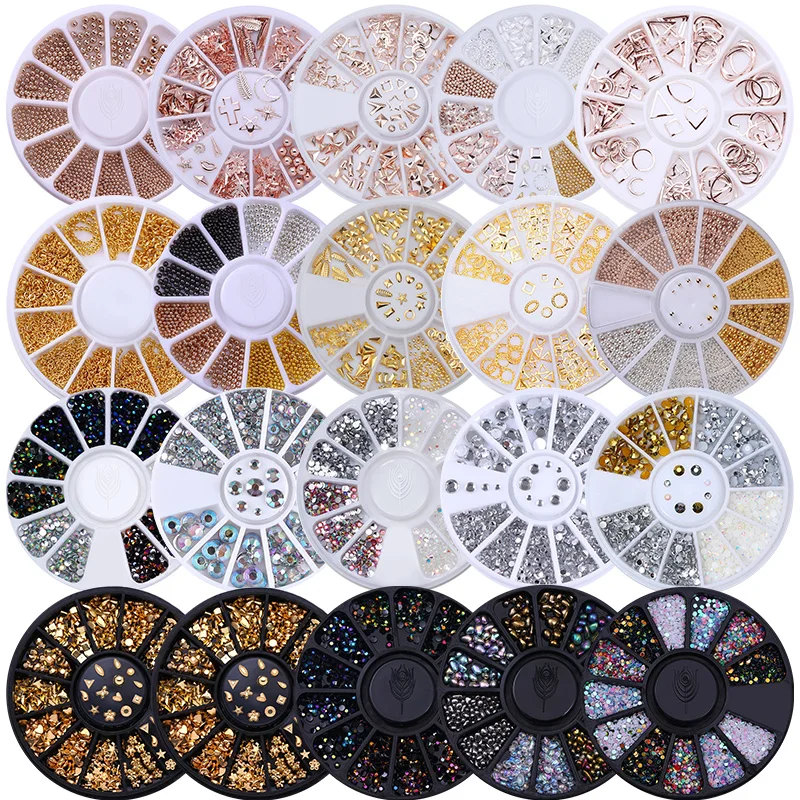 Стразы для ногтей золотые серебряные Разноцветные Хрустальные гвоздики 3D