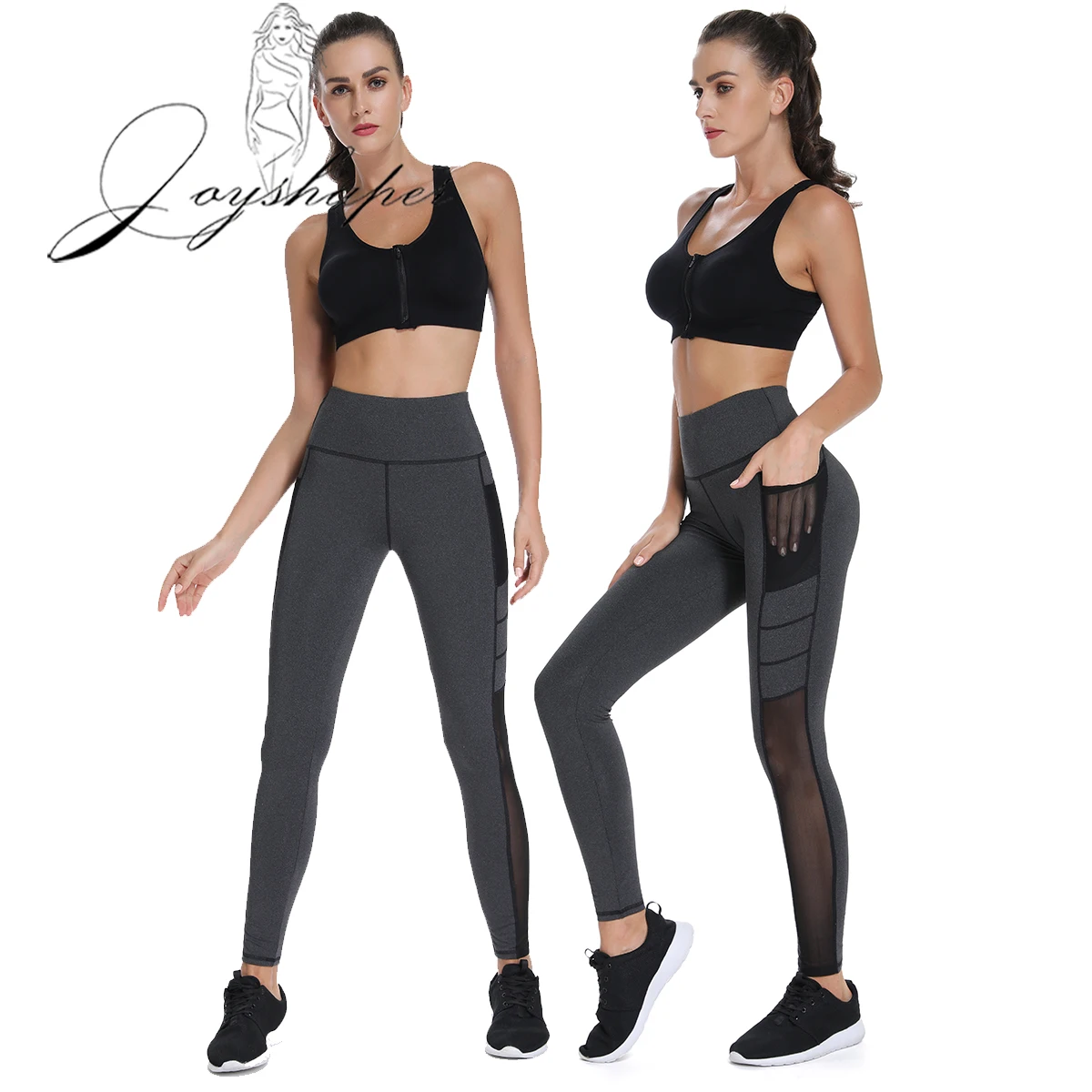 Леггинсы Joyshaper в стиле пэчворк сетчатые черные Капри спортивные для бега фитнеса