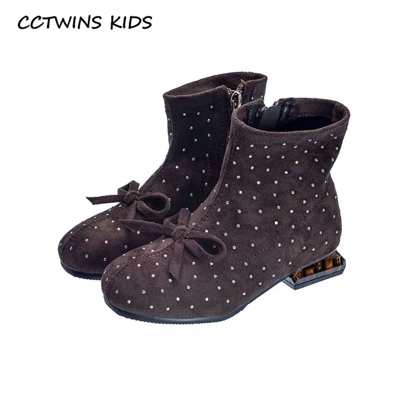 CCTWINS/детская обувь; коллекция года; сезон осень; модная замшевая обувь для малышей; Модные ботильоны для девочек; детская обувь с бабочками; FB1666