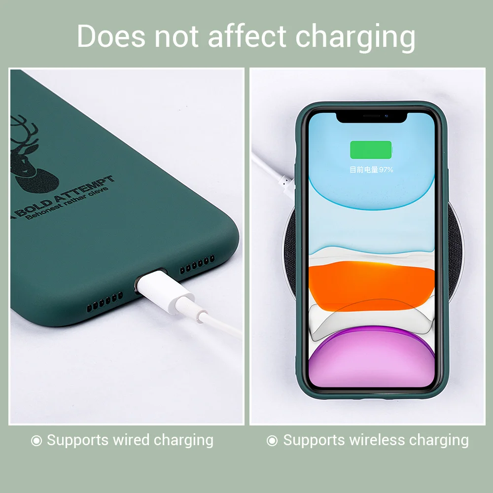 Жидкий силиконовый чехол с оленем для iPhone 11 Pro Max телефона X XS XR 7 8 Plus Новый Модный