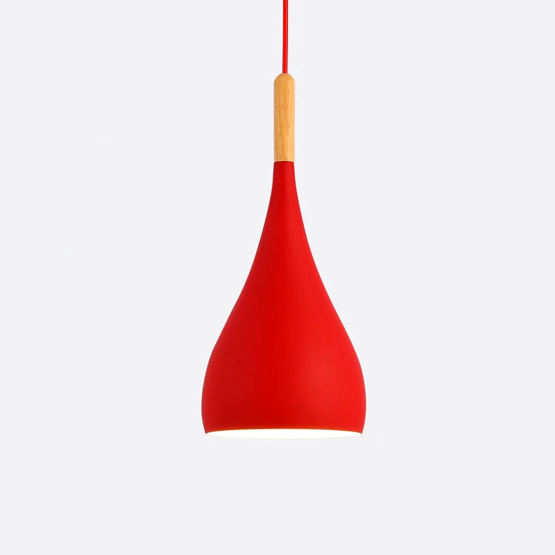 A style Red Разноцветный подвесной светильник с блеском, деревянный подвесной светильник для ресторана, кухонный светильник, современный E27 светодиодный подвесной светильник - Цвет корпуса: A style Red