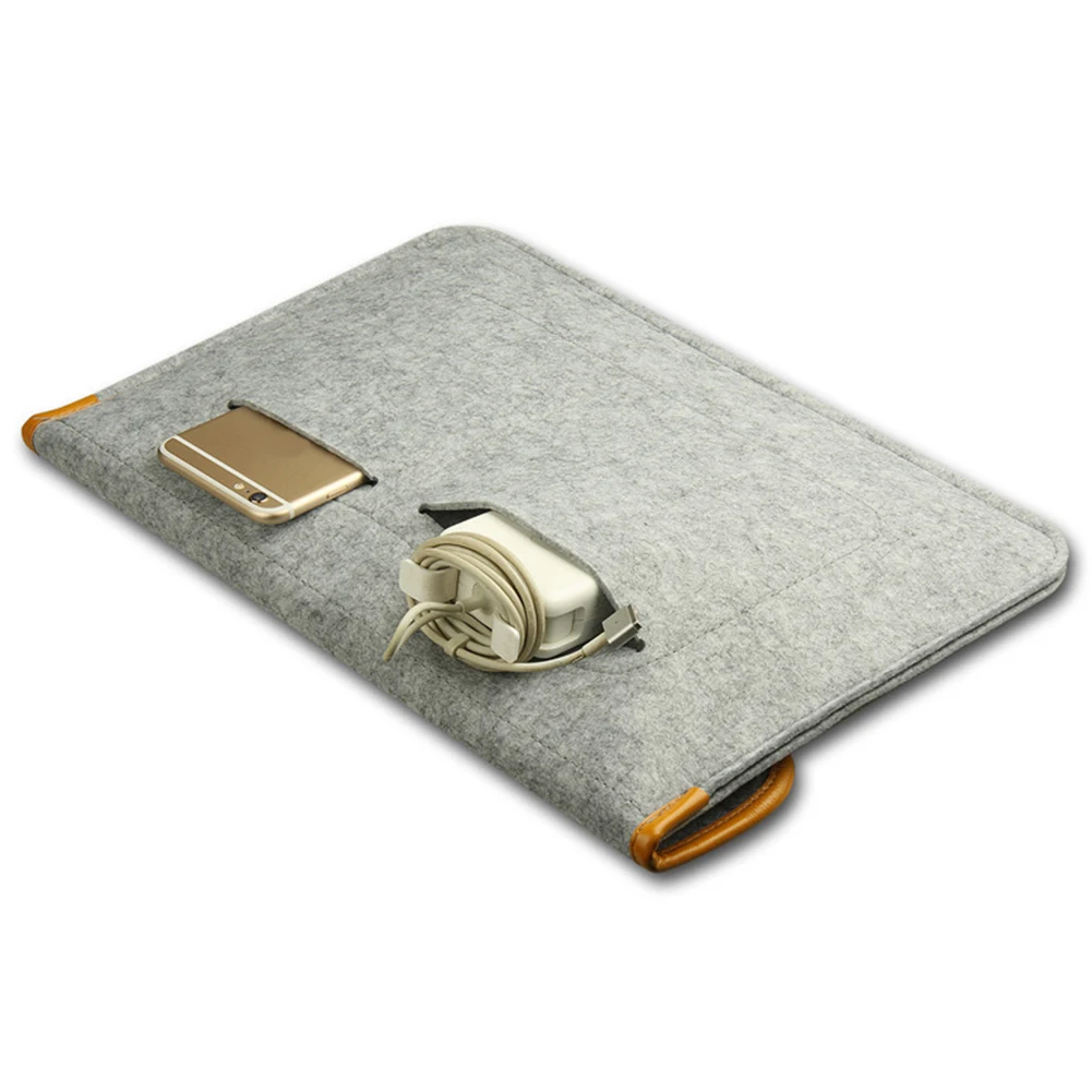 

For Apple Macbook Buttoned Bladder Bag Air/Pro Felt Protective Sleeve-116849