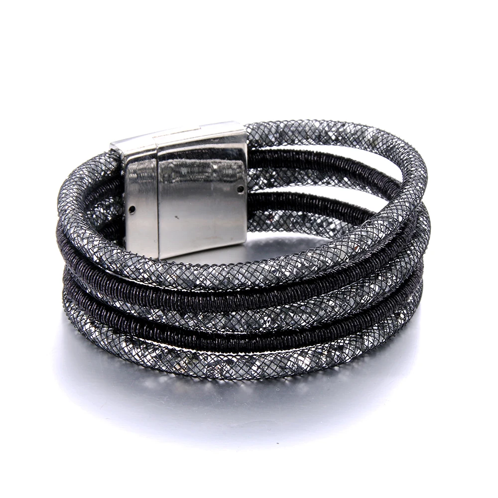 10 шт./лот браслет со стразами магнитный женский многослойный ювелирные изделия