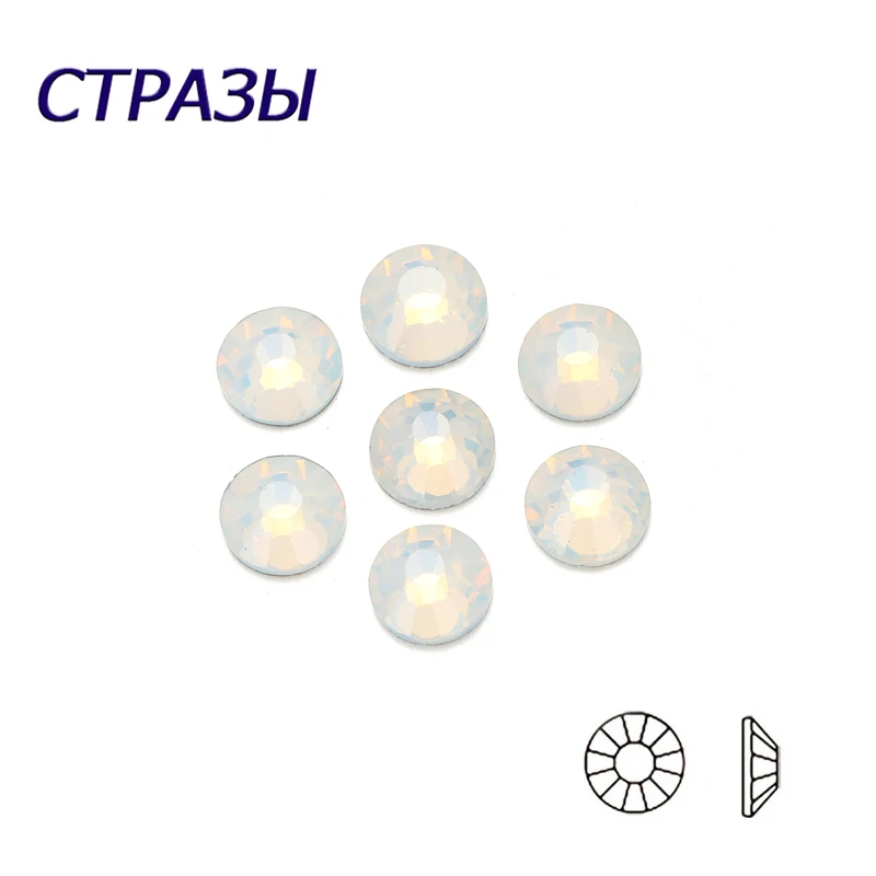 

CTPA3bI High Quality White Opal All Size Non Hotfix Rhinestones Flatback Crystal 3D Charm Gems DIY Manicure Nail Art Decoration