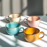 japanese retro ceramic cup simple creative mug with souvenir couple water cup coffee cup big breakfast cup food container