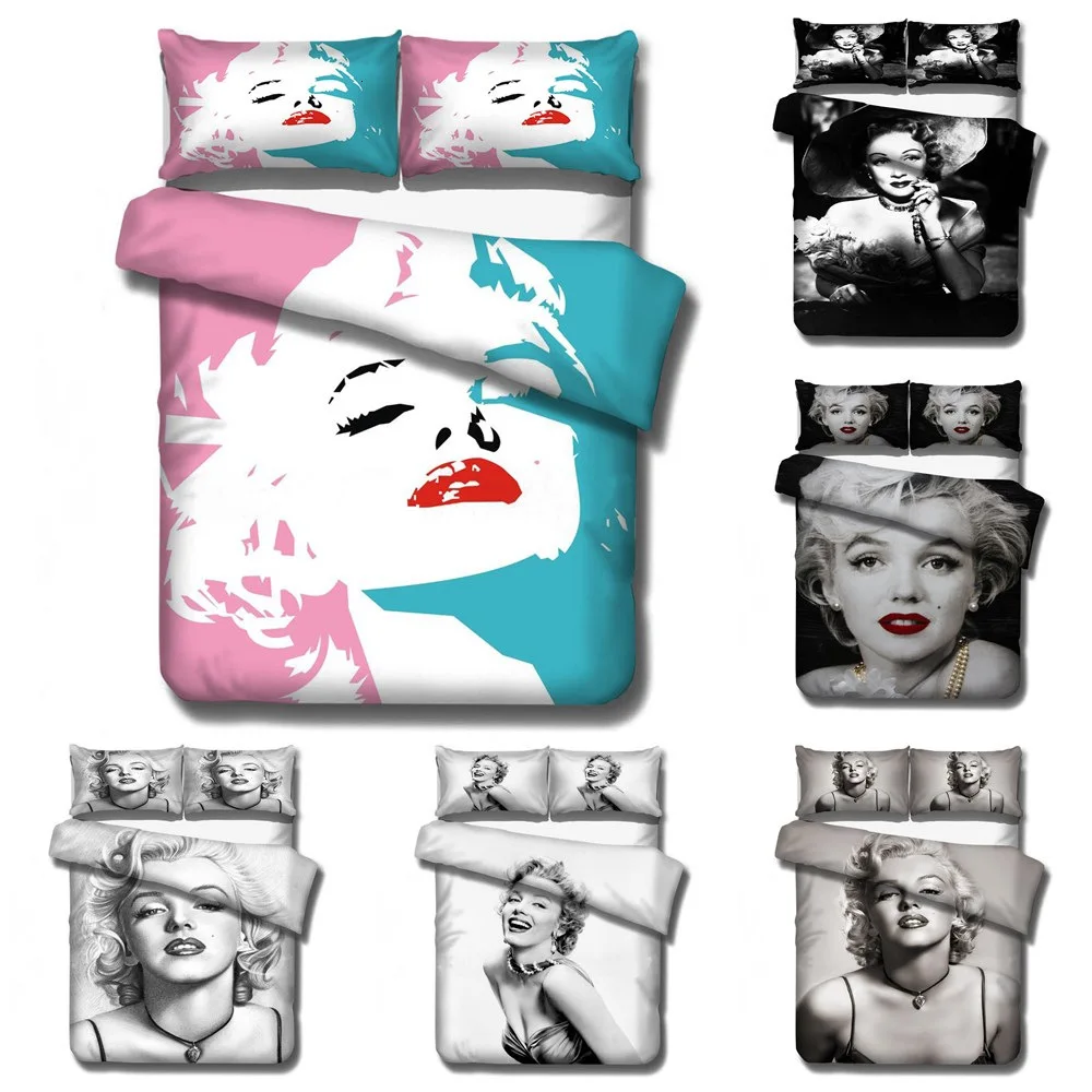 

Bedding Set 3D Printed Star Marilyn Monroe For Home Duvet Cover Set With Pillowcase Bedclothes 2/3Pcs Luxury Home Textile