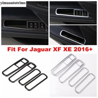 inner door armrest storage box frame cover trim abs carbon fiber style matte interior accessories for jaguar xf xe 2016 2019