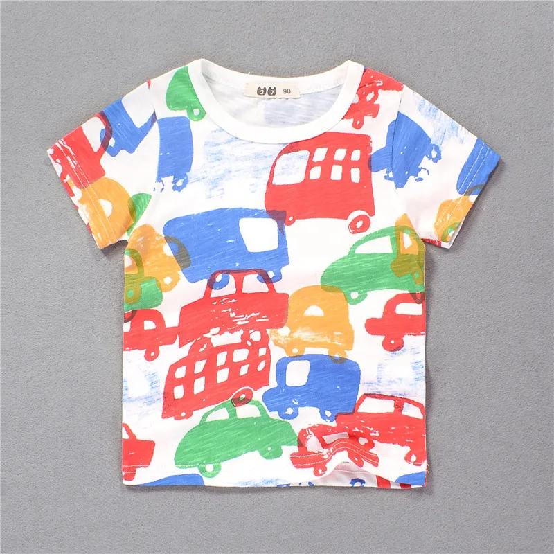 

Fashion Unisex Summer Kids Toddler Boys Girls Top Clothing Cartoon Car Print Short Sleeve Cotton T-Shirt
