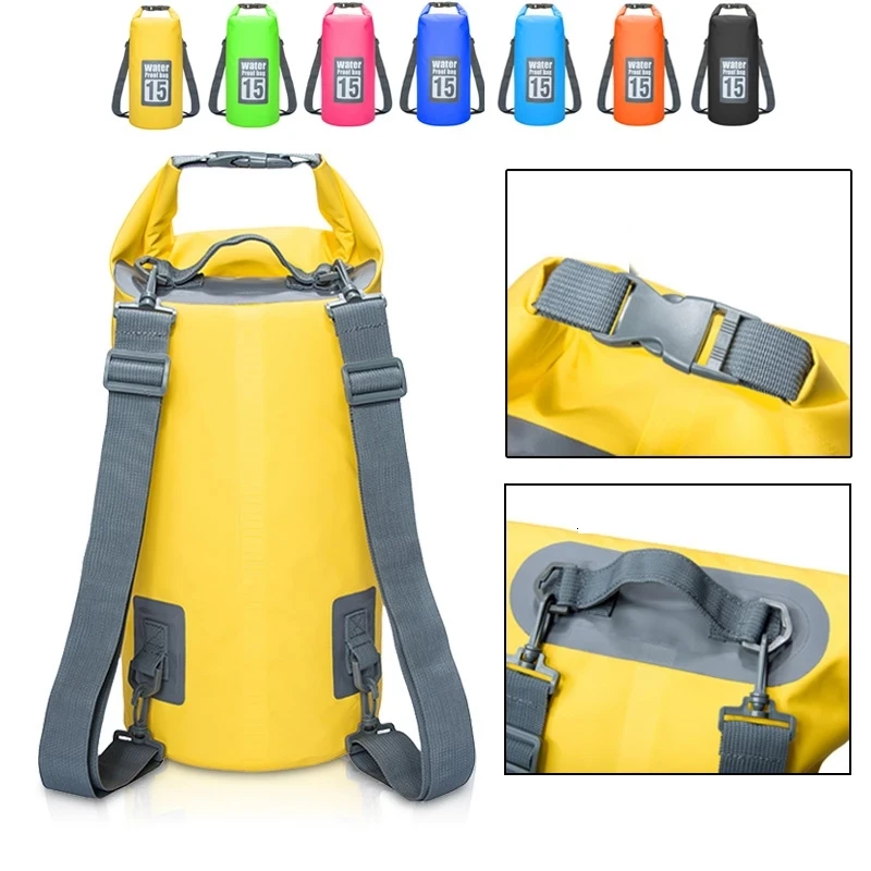 5L/10L /20L/30L Outdoor PVC Waterproof Dry Bag Floating Backpack Swimming Bag With Double Shoulder Strap Beach Drifting Pack