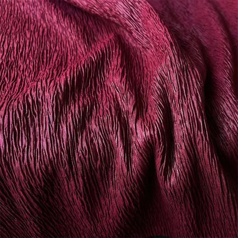 NEW244 утолщенная блестящая винно-красная трехмерная Складная текстура дизайнерская ткань ветровка костюм Весенняя и осенняя одежда